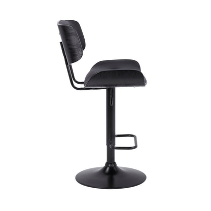Armen Living - Brooklyn Adjustable Swivel Black Faux Leather and Black Wood Bar Stool with Black Base - LCBRBABLBL veiw 3