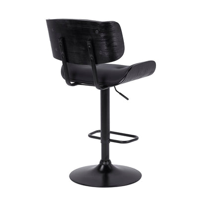 Armen Living - Brooklyn Adjustable Swivel Black Faux Leather and Black Wood Bar Stool with Black Base - LCBRBABLBL veiw 4
