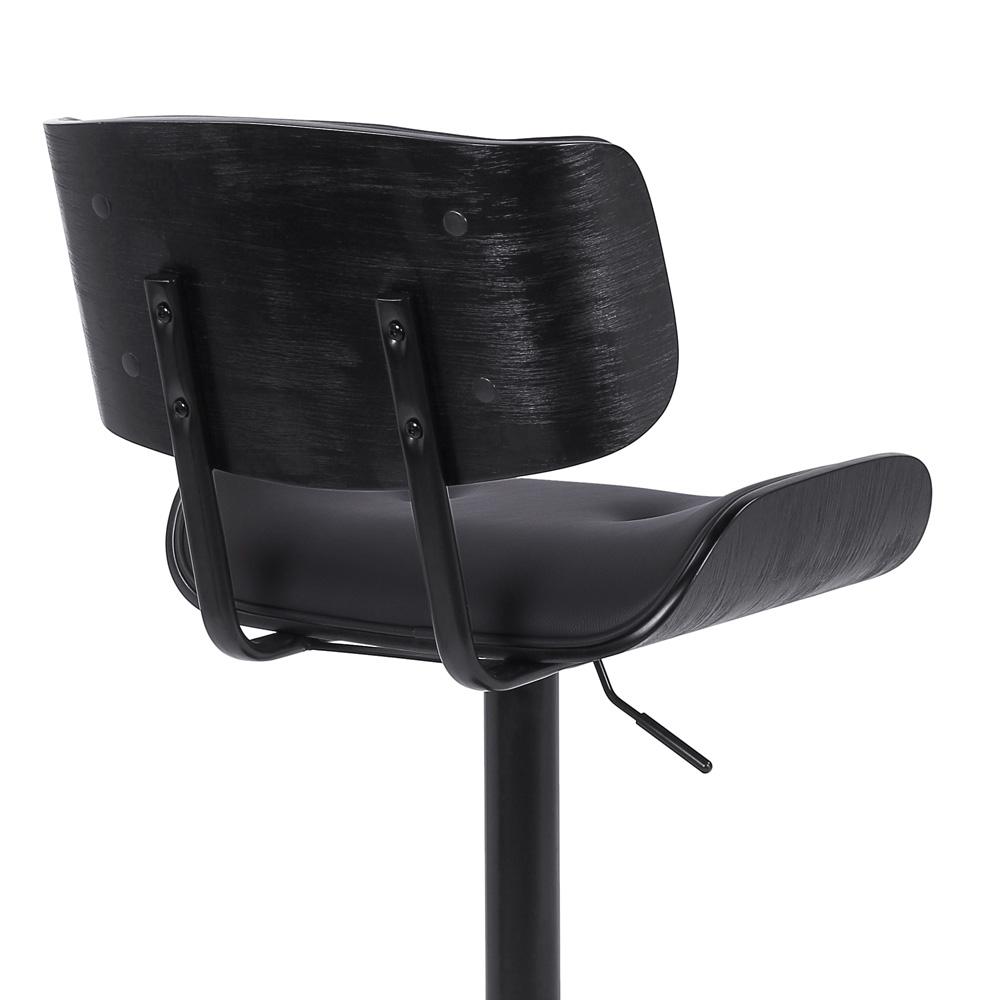 Armen Living - Brooklyn Adjustable Swivel Black Faux Leather and Black Wood Bar Stool with Black Base - LCBRBABLBL veiw 7
