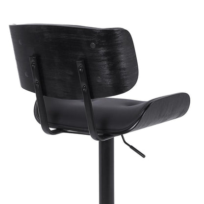 Armen Living - Brooklyn Adjustable Swivel Black Faux Leather and Black Wood Bar Stool with Black Base - LCBRBABLBL veiw 7