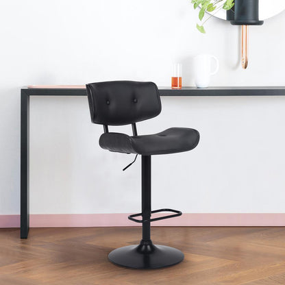 Armen Living - Brooklyn Adjustable Swivel Black Faux Leather and Black Wood Bar Stool with Black Base - LCBRBABLBL veiw 9