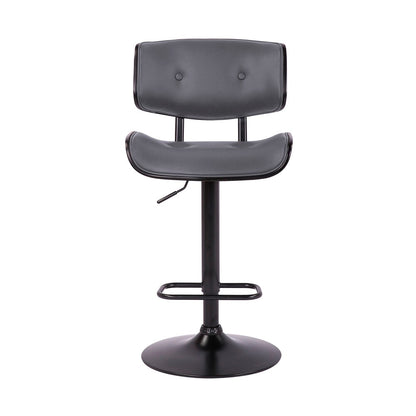 Armen Living - Brooklyn Adjustable Swivel Grey Faux Leather and Black Wood Bar Stool with Black Base - LCBRBABLGR veiw 2