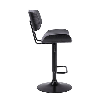 Armen Living - Brooklyn Adjustable Swivel Grey Faux Leather and Black Wood Bar Stool with Black Base - LCBRBABLGR veiw 3