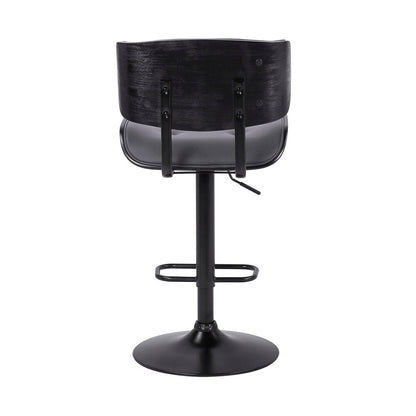 Armen Living - Brooklyn Adjustable Swivel Grey Faux Leather and Black Wood Bar Stool with Black Base - LCBRBABLGR veiw 5