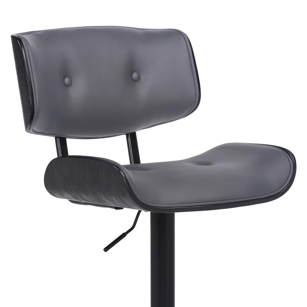 Armen Living - Brooklyn Adjustable Swivel Grey Faux Leather and Black Wood Bar Stool with Black Base - LCBRBABLGR veiw 6