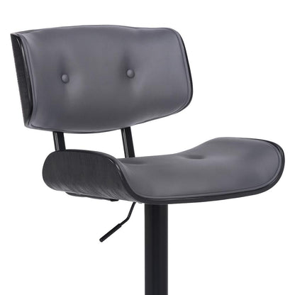 Armen Living - Brooklyn Adjustable Swivel Grey Faux Leather and Black Wood Bar Stool with Black Base - LCBRBABLGR veiw 6