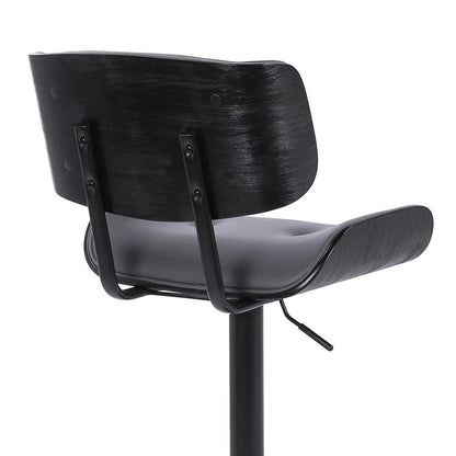 Armen Living - Brooklyn Adjustable Swivel Grey Faux Leather and Black Wood Bar Stool with Black Base - LCBRBABLGR veiw 7