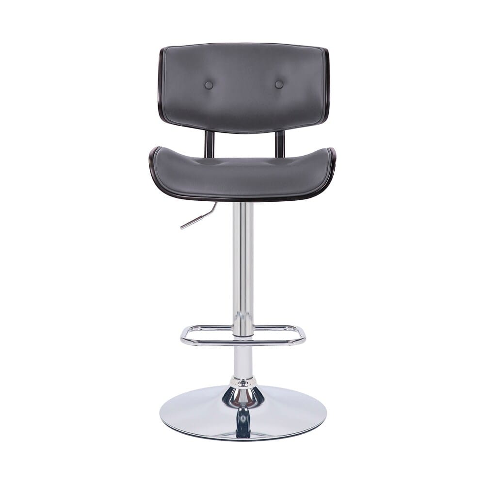 Armen Living - Brooklyn Adjustable Swivel Grey Faux Leather and Black Wood Bar Stool with Chrome Base - LCBRBACHRGR veiw 2
