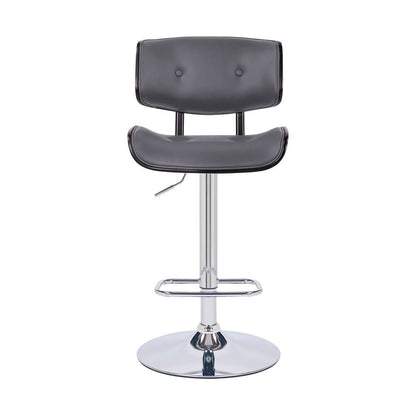 Armen Living - Brooklyn Adjustable Swivel Grey Faux Leather and Black Wood Bar Stool with Chrome Base - LCBRBACHRGR veiw 2