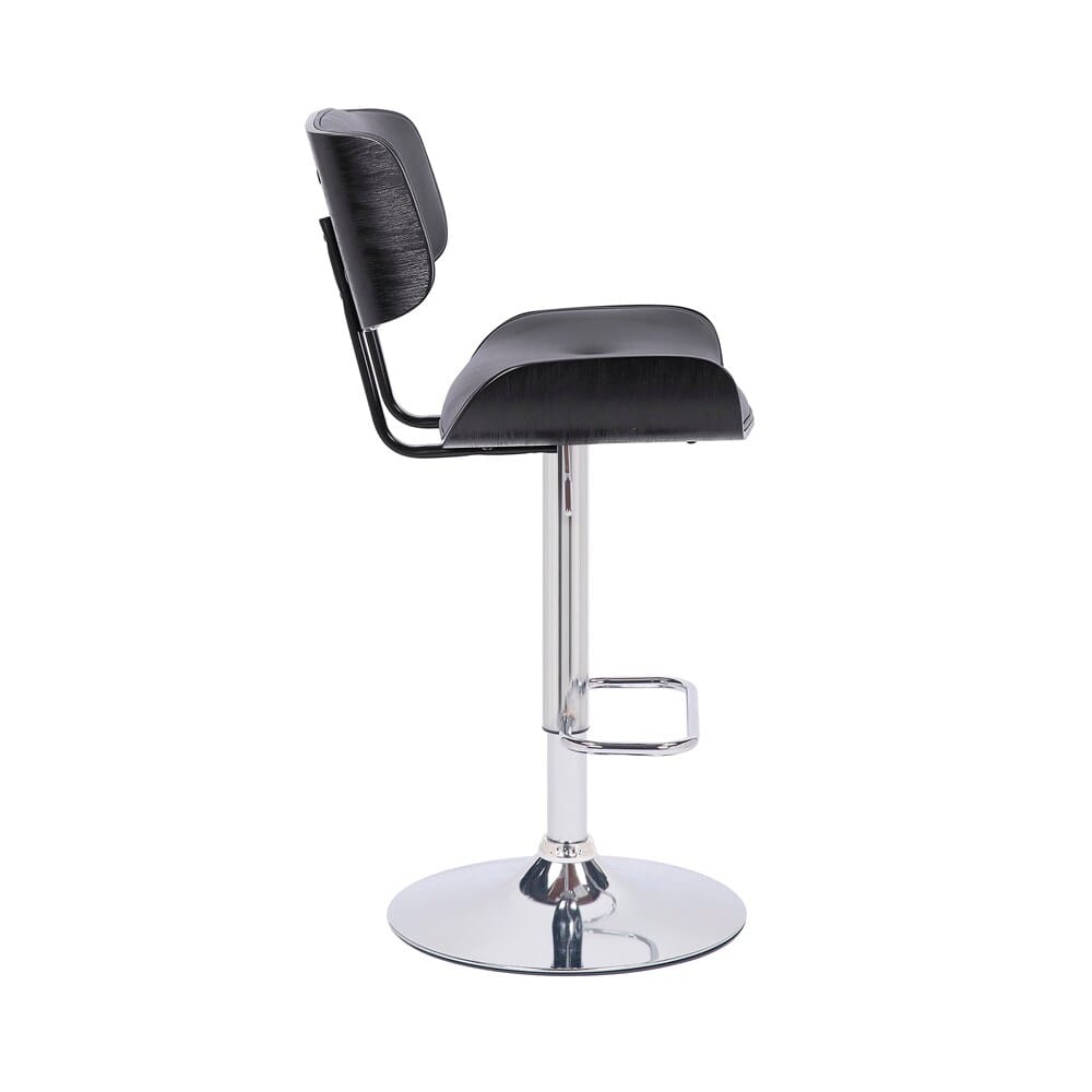 Armen Living - Brooklyn Adjustable Swivel Grey Faux Leather and Black Wood Bar Stool with Chrome Base - LCBRBACHRGR veiw 3