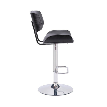 Armen Living - Brooklyn Adjustable Swivel Grey Faux Leather and Black Wood Bar Stool with Chrome Base - LCBRBACHRGR veiw 3