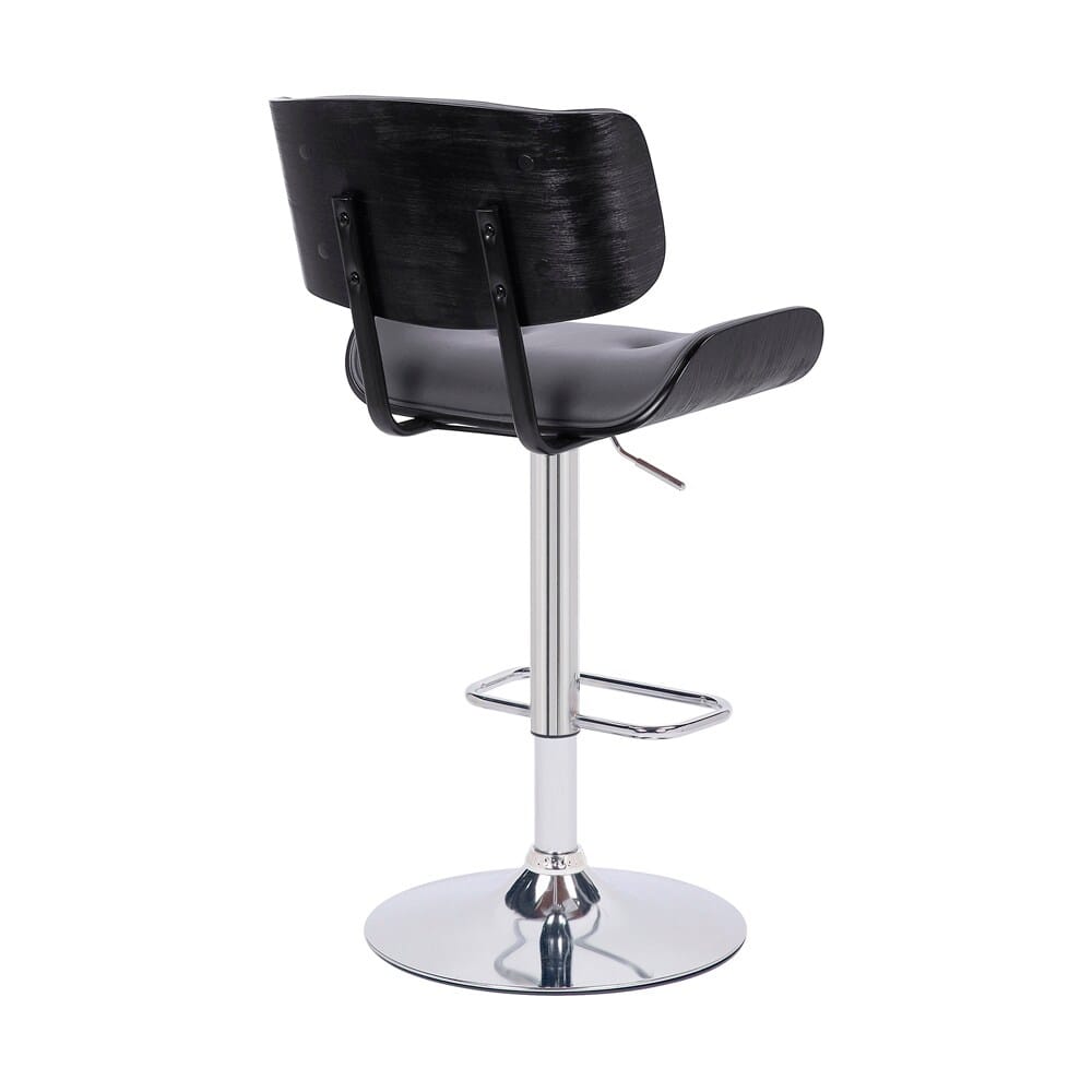 Armen Living - Brooklyn Adjustable Swivel Grey Faux Leather and Black Wood Bar Stool with Chrome Base - LCBRBACHRGR veiw 4
