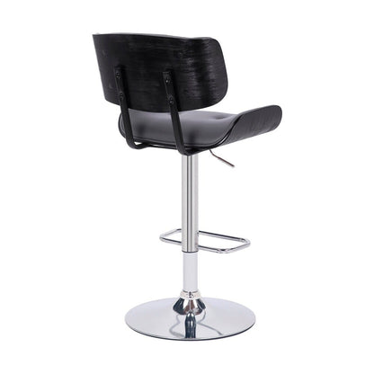 Armen Living - Brooklyn Adjustable Swivel Grey Faux Leather and Black Wood Bar Stool with Chrome Base - LCBRBACHRGR veiw 4