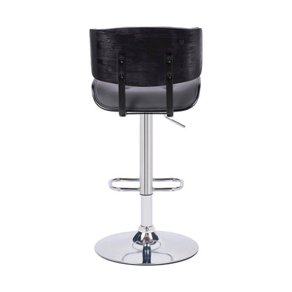 Armen Living - Brooklyn Adjustable Swivel Grey Faux Leather and Black Wood Bar Stool with Chrome Base - LCBRBACHRGR veiw 5