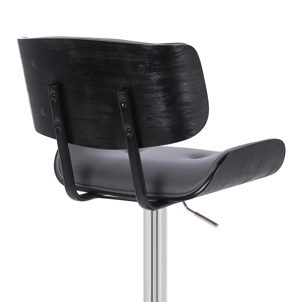 Armen Living - Brooklyn Adjustable Swivel Grey Faux Leather and Black Wood Bar Stool with Chrome Base - LCBRBACHRGR veiw 7