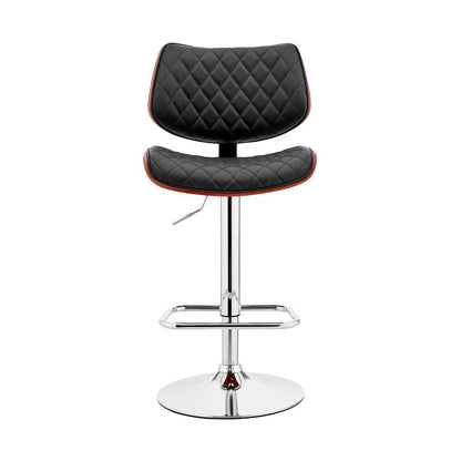 Armen Living - Leland Adjustable Black Faux Leather and Chrome Finish Bar Stool - LCLEBAWABL veiw 1