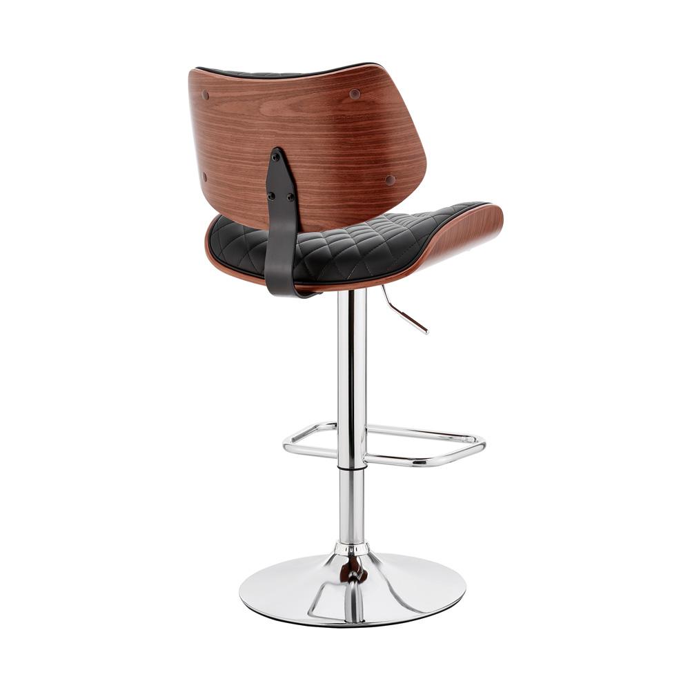 Armen Living - Leland Adjustable Black Faux Leather and Chrome Finish Bar Stool - LCLEBAWABL veiw 3