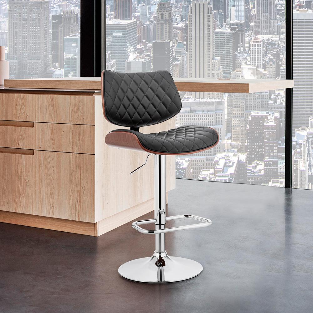 Armen Living - Leland Adjustable Black Faux Leather and Chrome Finish Bar Stool - LCLEBAWABL veiw 9