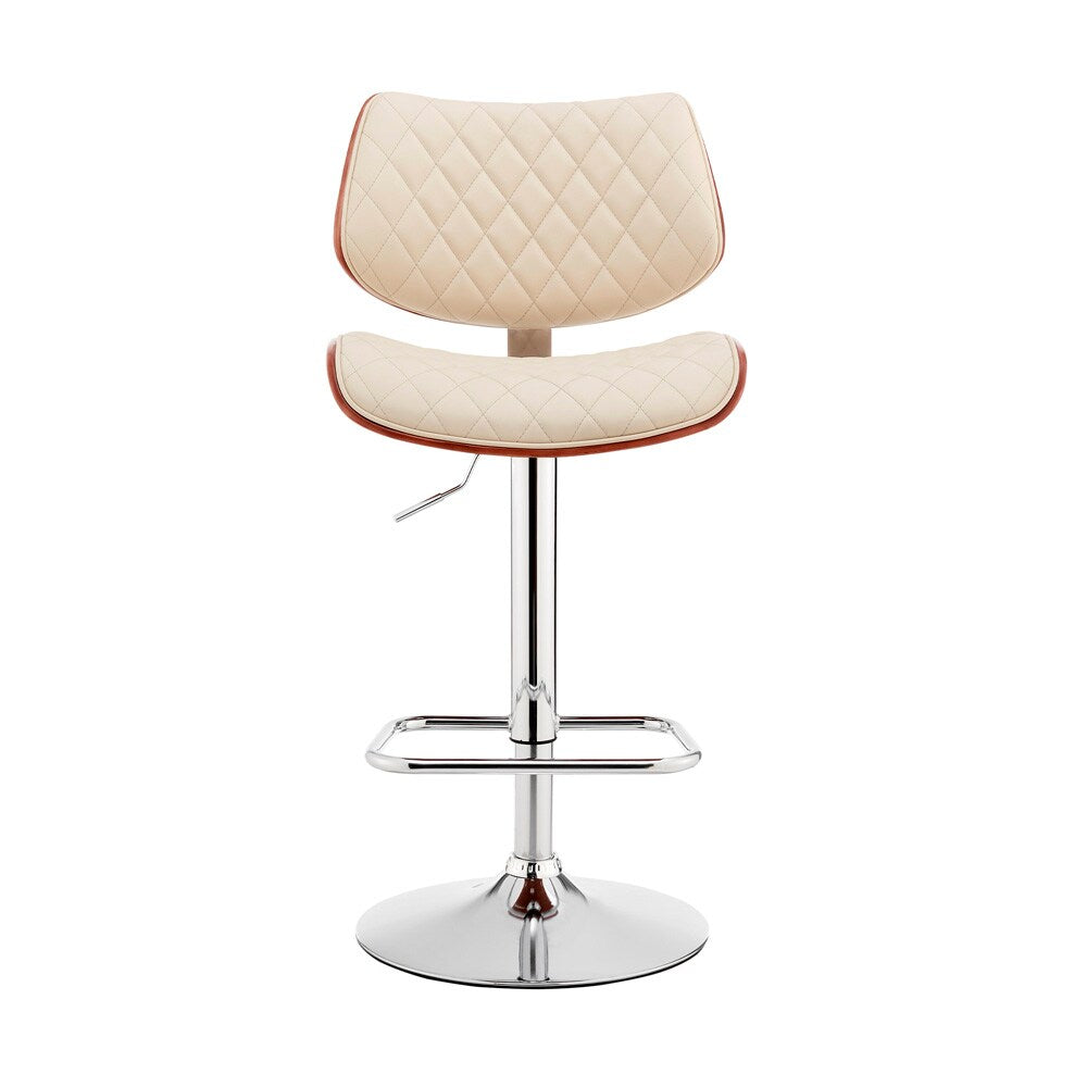Armen Living - Leland Adjustable Cream Faux Leather and Chrome Finish Bar Stool - LCLEBAWACR veiw 1