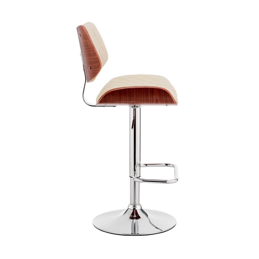 Armen Living - Leland Adjustable Cream Faux Leather and Chrome Finish Bar Stool - LCLEBAWACR veiw 2