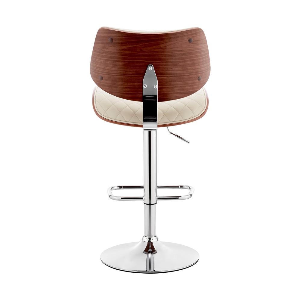 Armen Living - Leland Adjustable Cream Faux Leather and Chrome Finish Bar Stool - LCLEBAWACR veiw 4