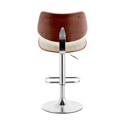 Armen Living - Leland Adjustable Cream Faux Leather and Chrome Finish Bar Stool - LCLEBAWACR veiw 4