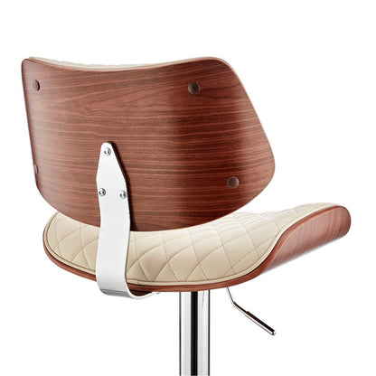 Armen Living - Leland Adjustable Cream Faux Leather and Chrome Finish Bar Stool - LCLEBAWACR veiw 6
