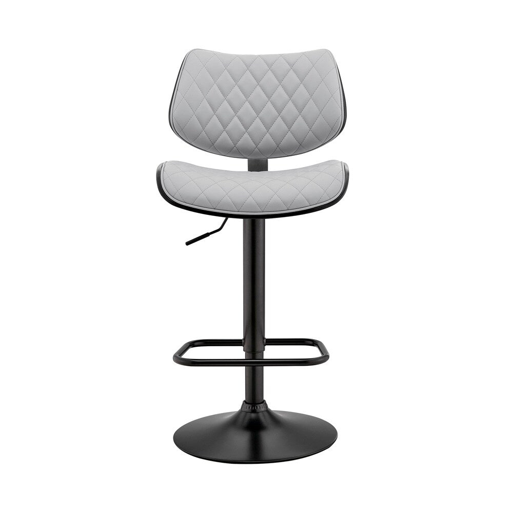 Armen Living - Leland Adjustable Gray Faux Leather and Black Finish Bar Stool - LCLEBABLGR veiw 1