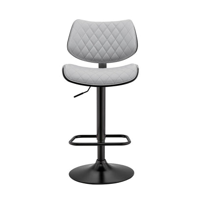 Armen Living - Leland Adjustable Gray Faux Leather and Black Finish Bar Stool - LCLEBABLGR veiw 1