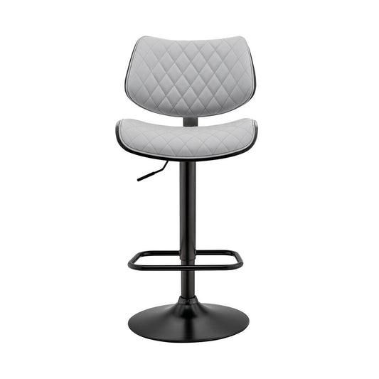 Armen Living - Leland Adjustable Gray Faux Leather and Black Finish Bar Stool - LCLEBABLGR veiw 1