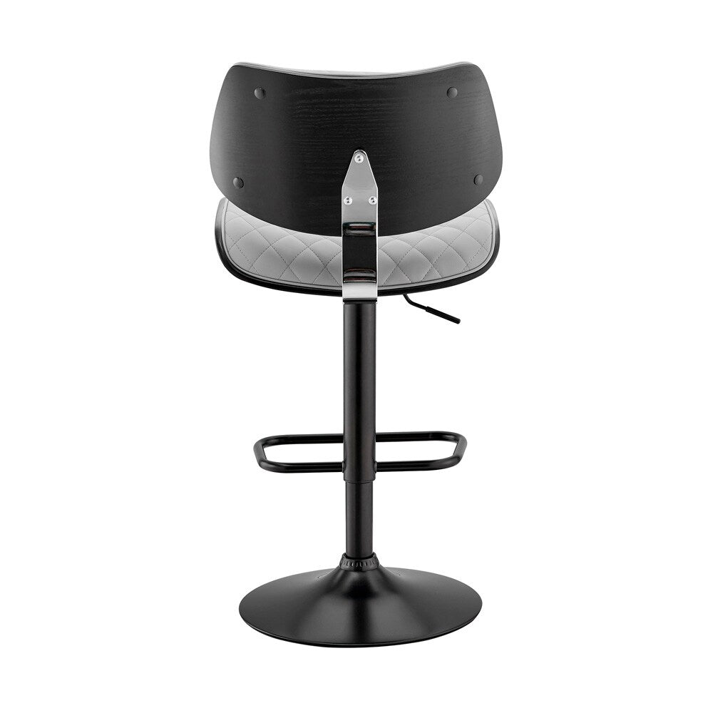 Armen Living - Leland Adjustable Gray Faux Leather and Black Finish Bar Stool - LCLEBABLGR veiw 4