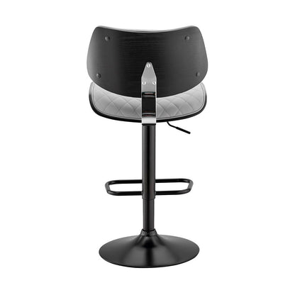 Armen Living - Leland Adjustable Gray Faux Leather and Black Finish Bar Stool - LCLEBABLGR veiw 4