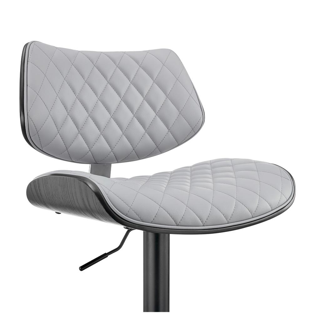 Armen Living - Leland Adjustable Gray Faux Leather and Black Finish Bar Stool - LCLEBABLGR veiw 5