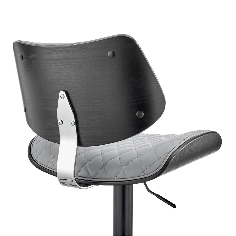 Armen Living - Leland Adjustable Gray Faux Leather and Black Finish Bar Stool - LCLEBABLGR veiw 6