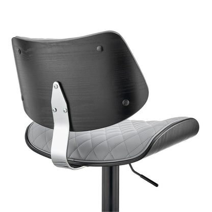 Armen Living - Leland Adjustable Gray Faux Leather and Black Finish Bar Stool - LCLEBABLGR veiw 6