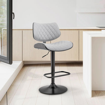 Armen Living - Leland Adjustable Gray Faux Leather and Black Finish Bar Stool - LCLEBABLGR veiw 9