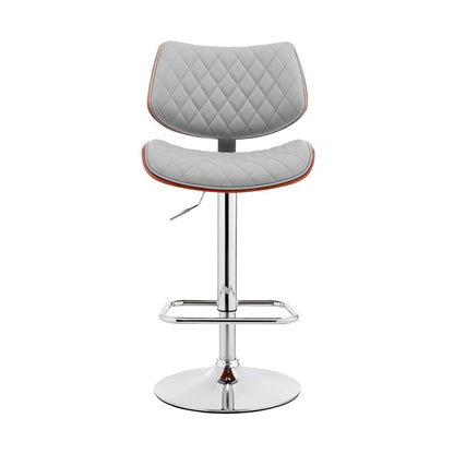Armen Living - Leland Adjustable Gray Faux Leather and Chrome Finish Bar Stool - LCLEBAWAGR veiw 1