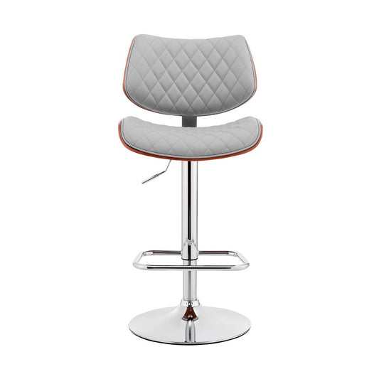 Armen Living - Leland Adjustable Gray Faux Leather and Chrome Finish Bar Stool - LCLEBAWAGR veiw 1