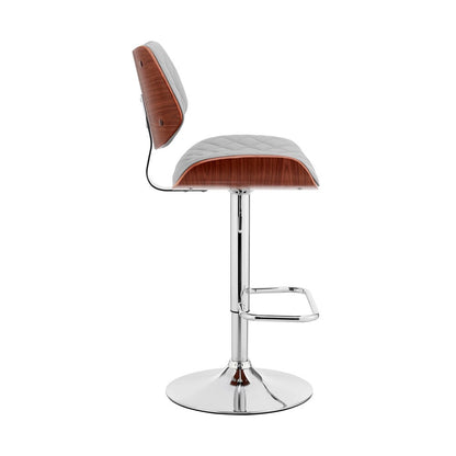 Armen Living - Leland Adjustable Gray Faux Leather and Chrome Finish Bar Stool - LCLEBAWAGR veiw 2