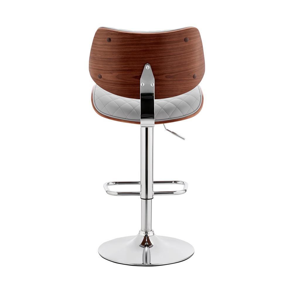 Armen Living - Leland Adjustable Gray Faux Leather and Chrome Finish Bar Stool - LCLEBAWAGR veiw 4