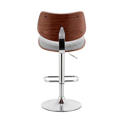 Armen Living - Leland Adjustable Gray Faux Leather and Chrome Finish Bar Stool - LCLEBAWAGR veiw 4