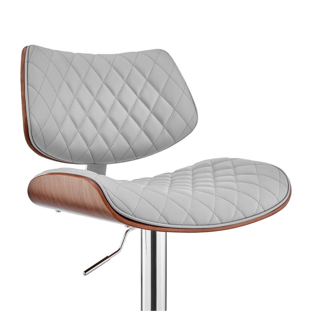 Armen Living - Leland Adjustable Gray Faux Leather and Chrome Finish Bar Stool - LCLEBAWAGR veiw 5