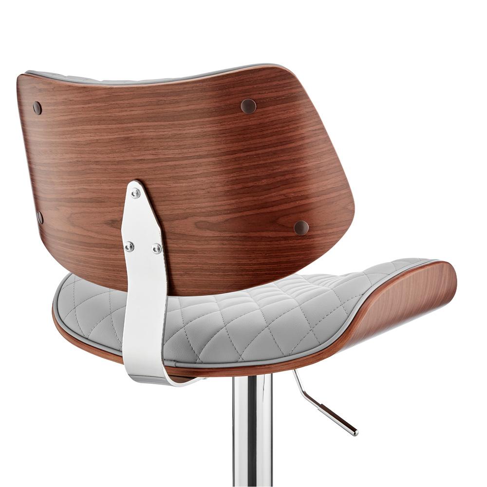 Armen Living - Leland Adjustable Gray Faux Leather and Chrome Finish Bar Stool - LCLEBAWAGR veiw 6