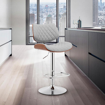Armen Living - Leland Adjustable Gray Faux Leather and Chrome Finish Bar Stool - LCLEBAWAGR veiw 9