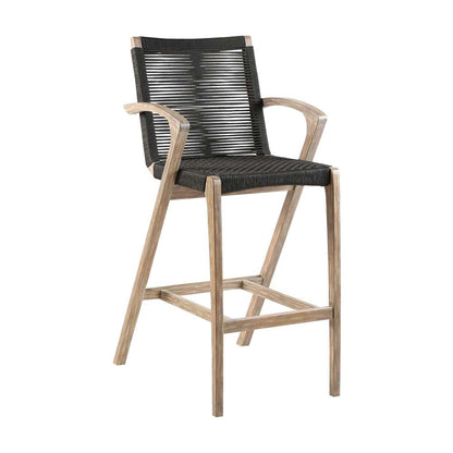 Armen Living - Nabila Outdoor Light Eucalyptus Wood and Charcoal Rope Counter and Bar Height Stool - 840254333437 veiw 1