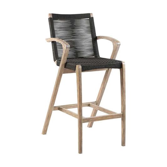 Armen Living - Nabila Outdoor Light Eucalyptus Wood and Charcoal Rope Counter and Bar Height Stool - 840254333437 veiw 1