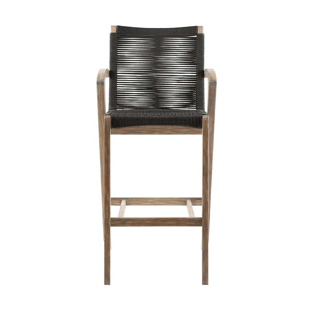 Armen Living - Nabila Outdoor Light Eucalyptus Wood and Charcoal Rope Counter and Bar Height Stool - 840254333437 veiw 2