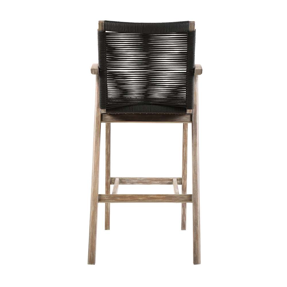 Armen Living - Nabila Outdoor Light Eucalyptus Wood and Charcoal Rope Counter and Bar Height Stool - 840254333437 veiw 5