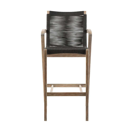 Armen Living - Nabila Outdoor Light Eucalyptus Wood and Charcoal Rope Counter and Bar Height Stool - 840254333444 veiw 2