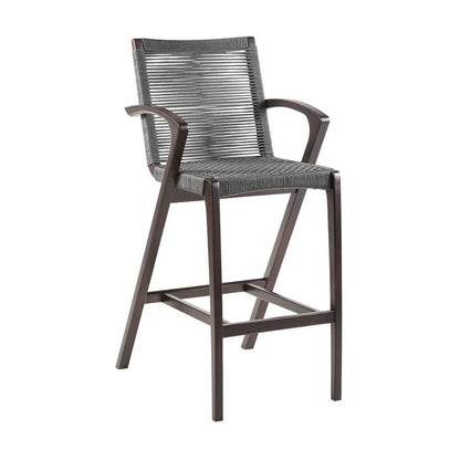 Armen Living - Nabila Outdoor Dark Eucalyptus Wood and Grey Rope Counter and Bar height Stool - 840254333451 veiw 1